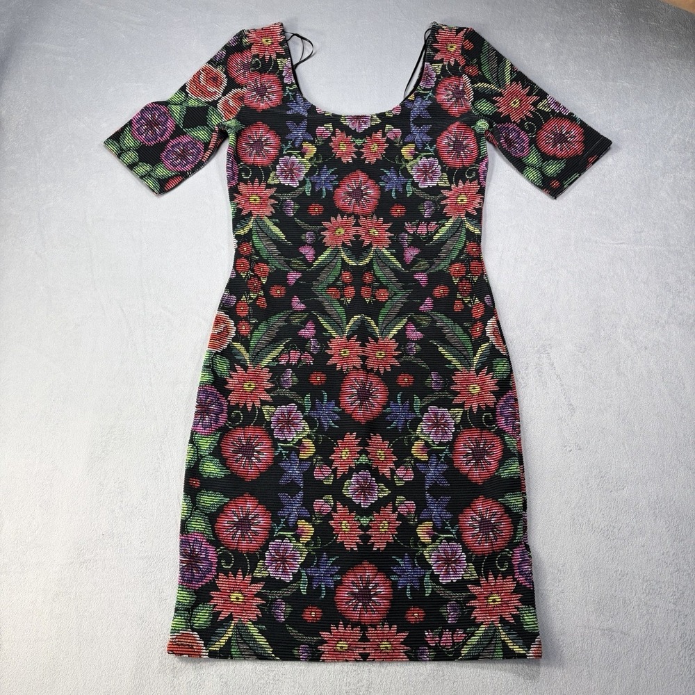 Desigual Dress Women's Size Medium Multicolor Short Sleeve Floral Pattern